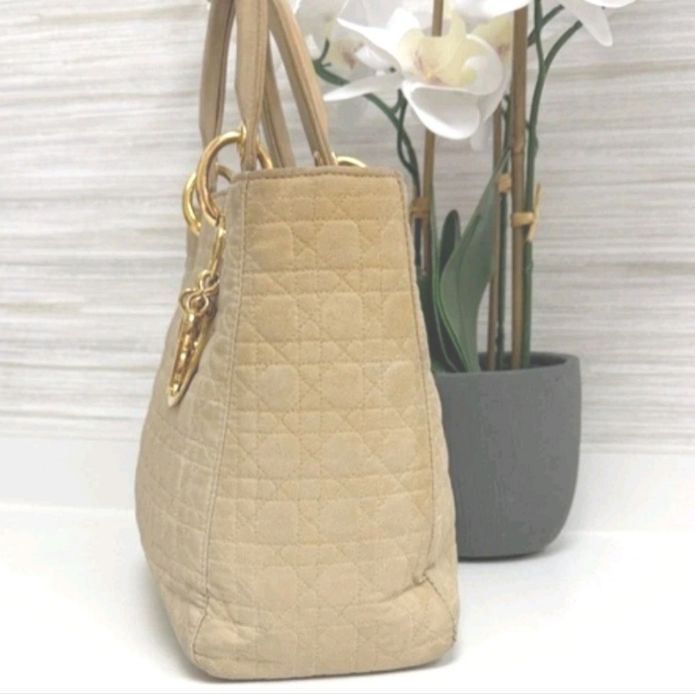 Christian Dior Vintage Lady Dior Bag Cannage Tan Quilt Nylon Medium COA included - Picture 3 of 15